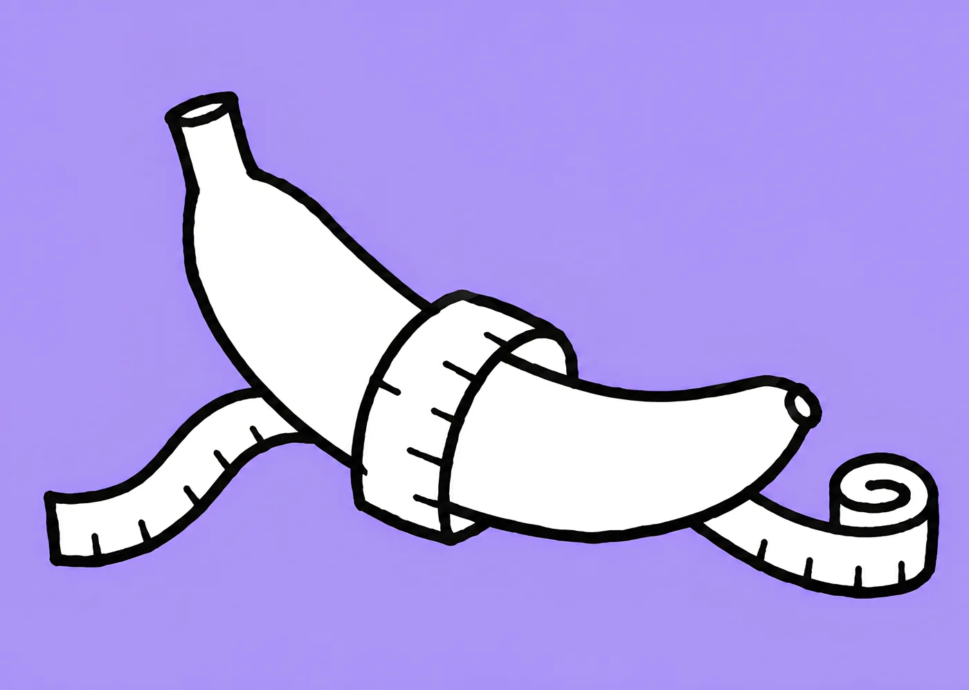 Illustration of a soft tailor's tape wrapped around a banana, the measuring tools to prepare